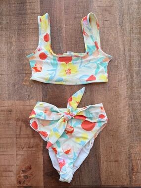 Montce Pastel Floral Bikini Set in Yellow, Coral & Aqua